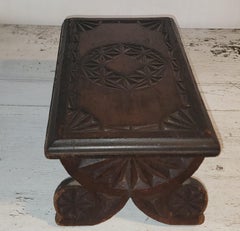 19thc Carved Wooden Foot Stool