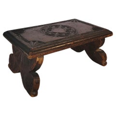 19thc Carved Wooden Foot Stool