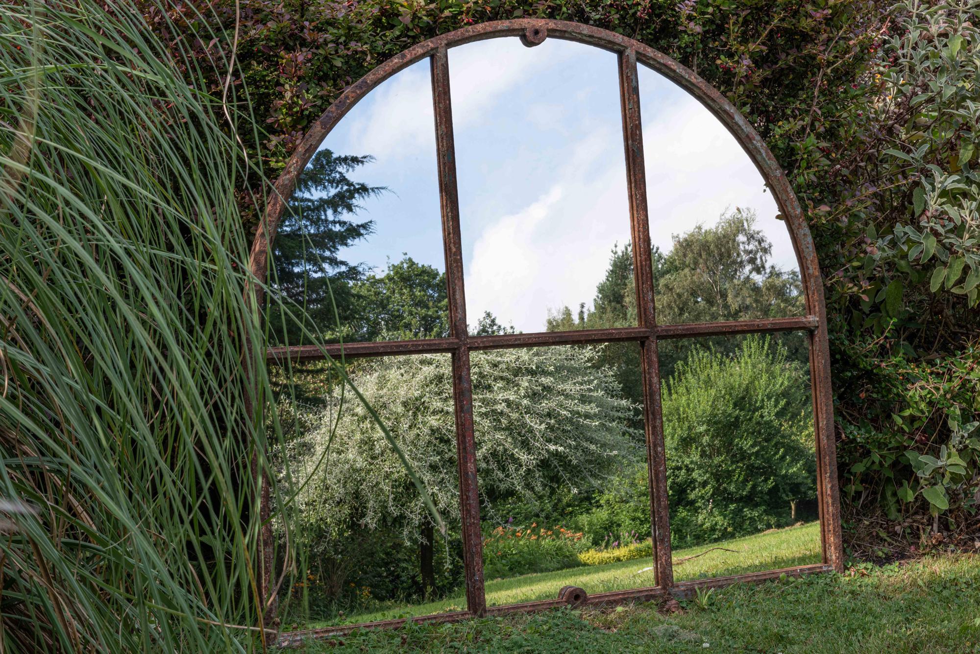 19th Century Cast Iron Arched Window Mirror In Good Condition In Staffordshire, GB