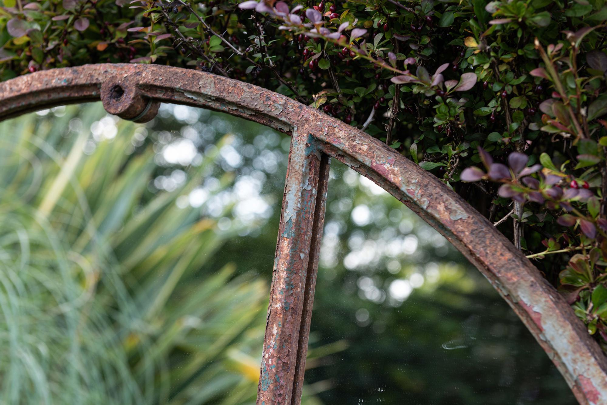 19th Century Cast Iron Arched Window Mirror 1