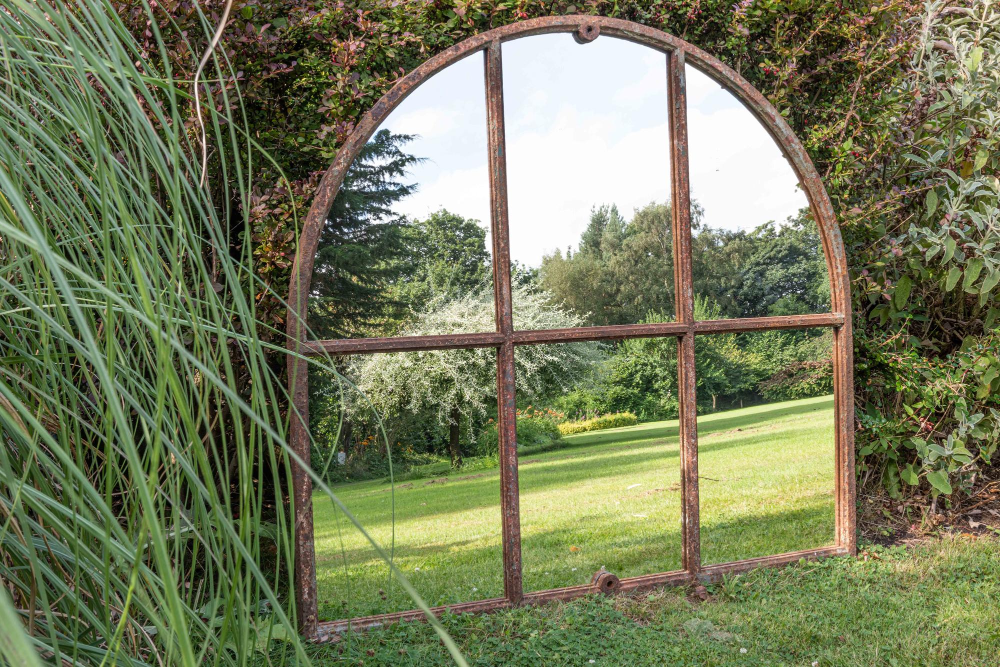 19th Century Cast Iron Arched Window Mirror 5