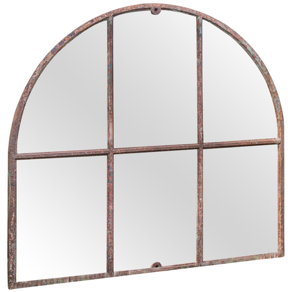 19th Century Cast Iron Arched Window Mirror
