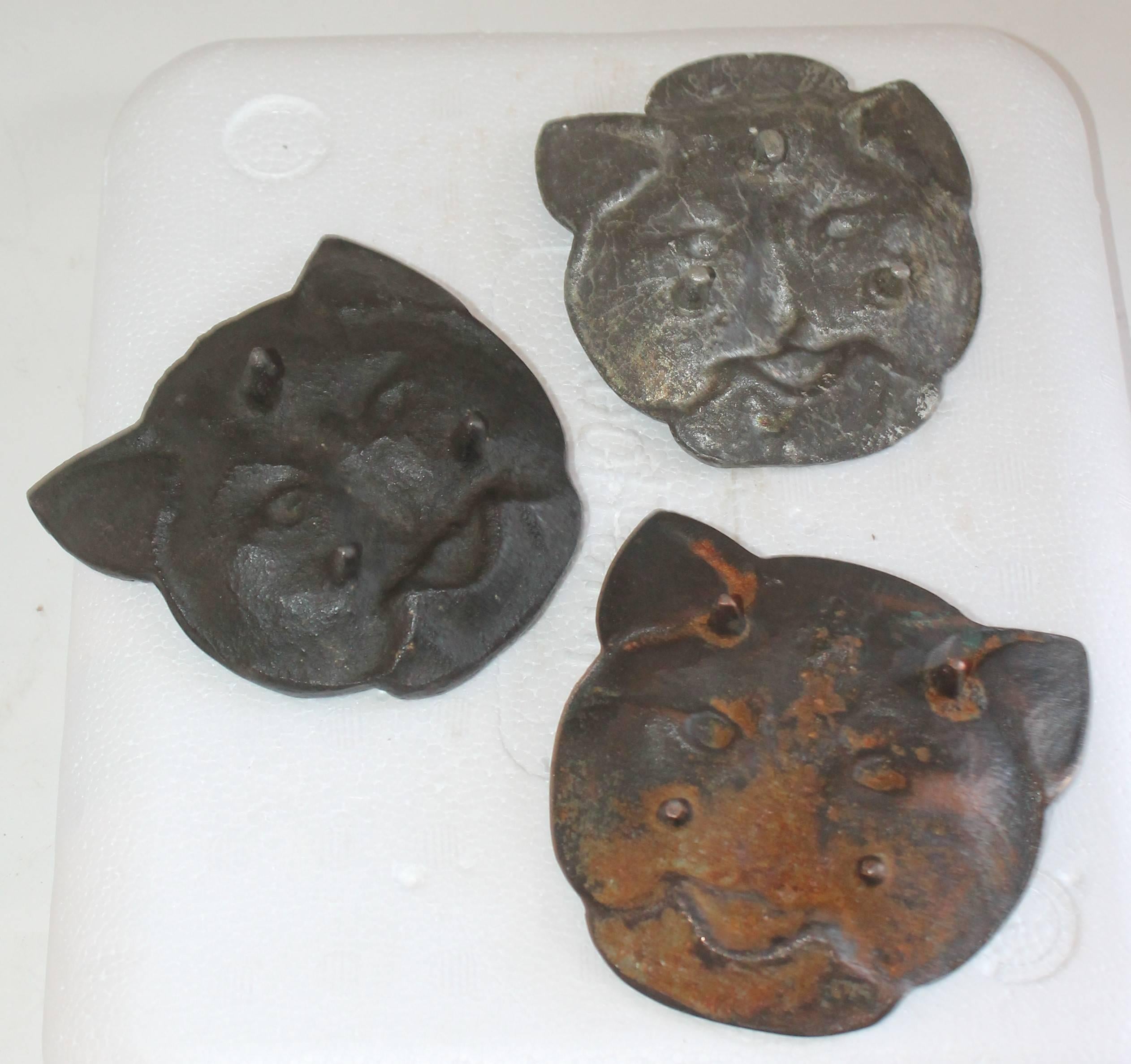 Patinated 19th Century Cast Iron Cats / Collection of Three