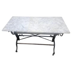 19thC Cast Iron Drafting Console Table w Carrara Marble Top by Dietzgen