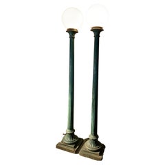 19th C Cast Iron Fluted Street Lamps Posts