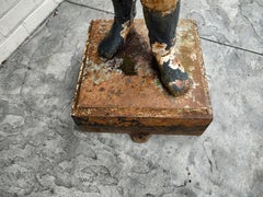 19th C Cast Iron Jockey Hitching Post on a Plinth Base