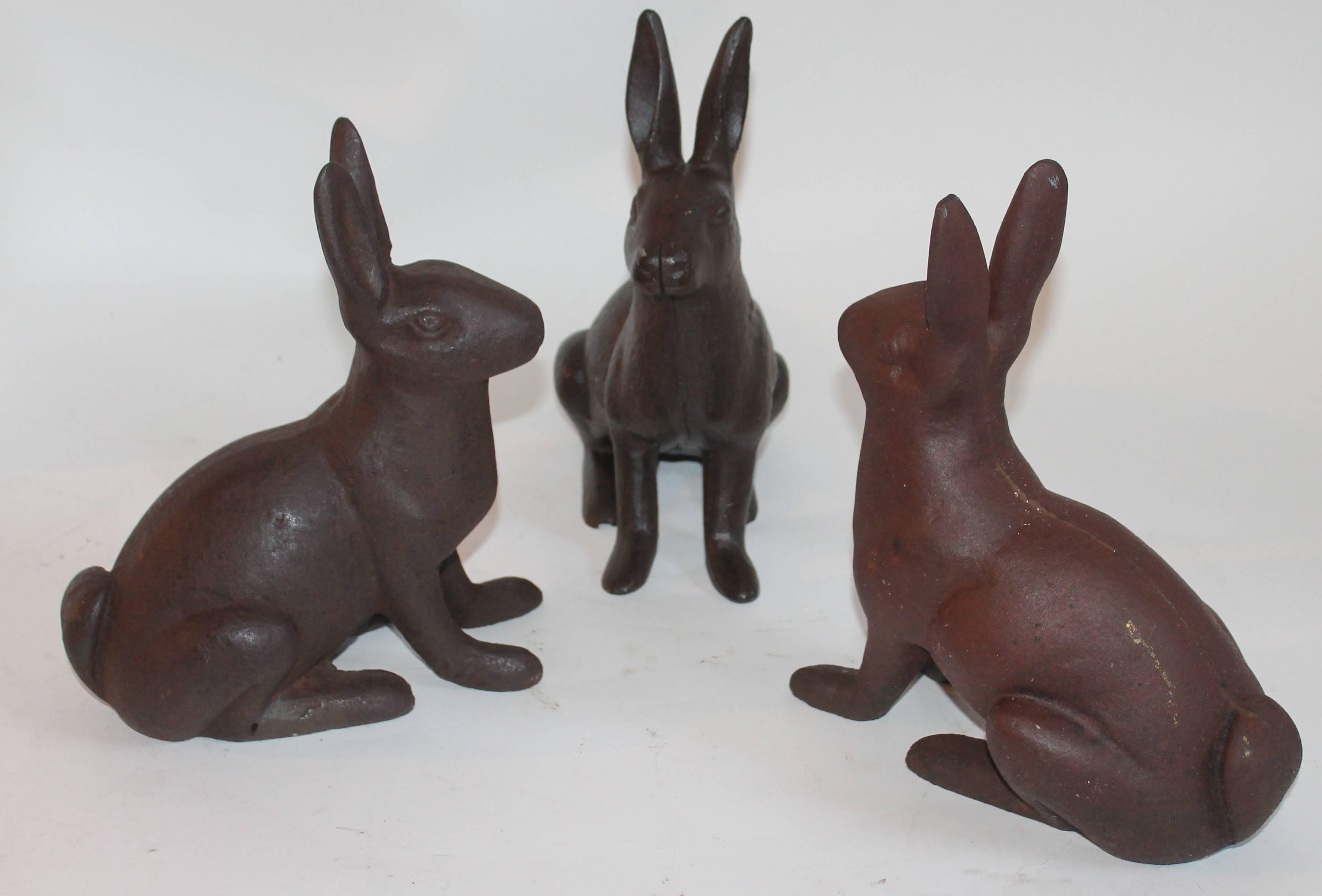American 19th Century Cast Iron Rabbits / Collection of Three