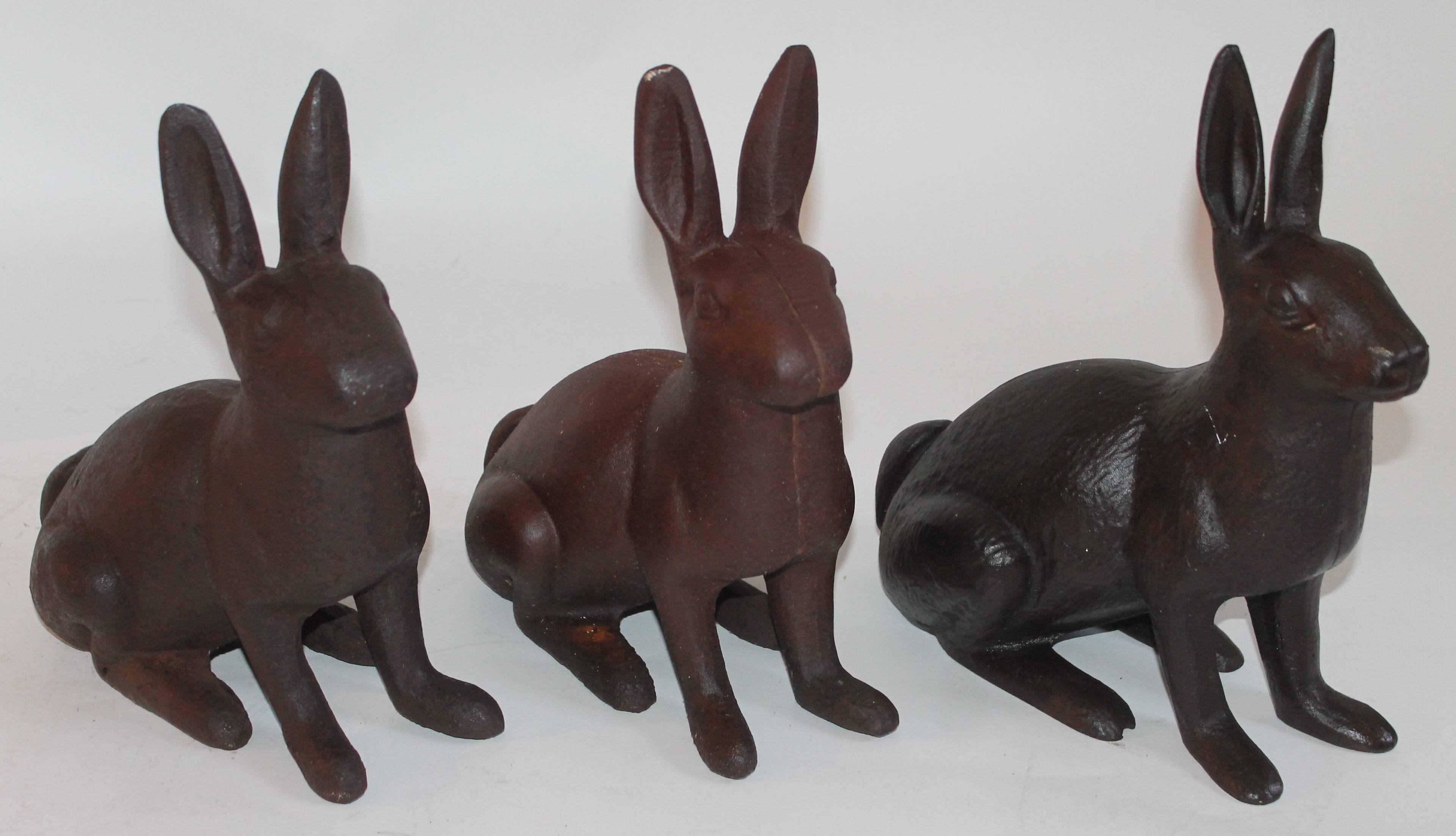 Machine-Made 19th Century Cast Iron Rabbits / Collection of Three
