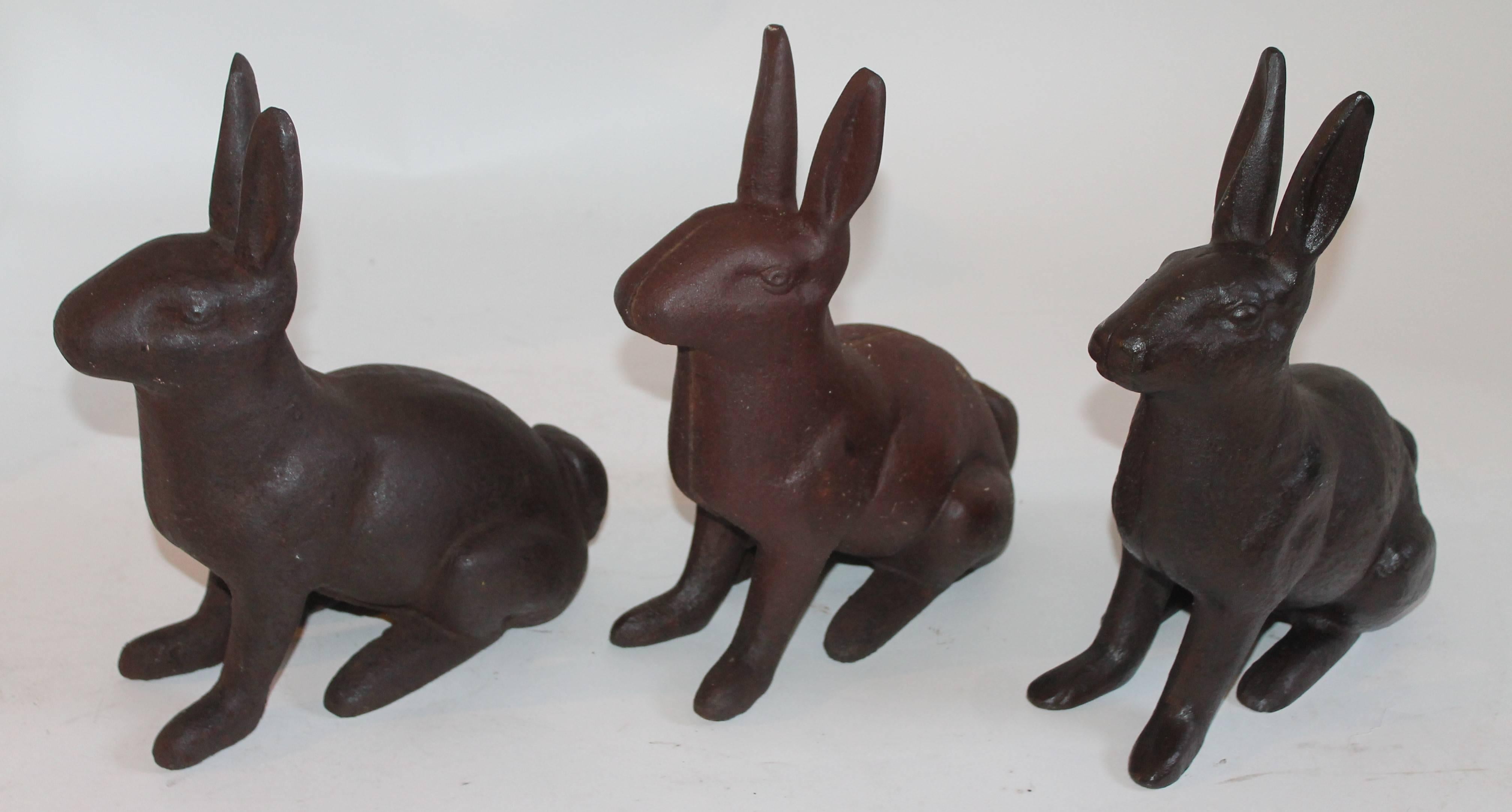 19th Century Cast Iron Rabbits / Collection of Three In Excellent Condition In Los Angeles, CA