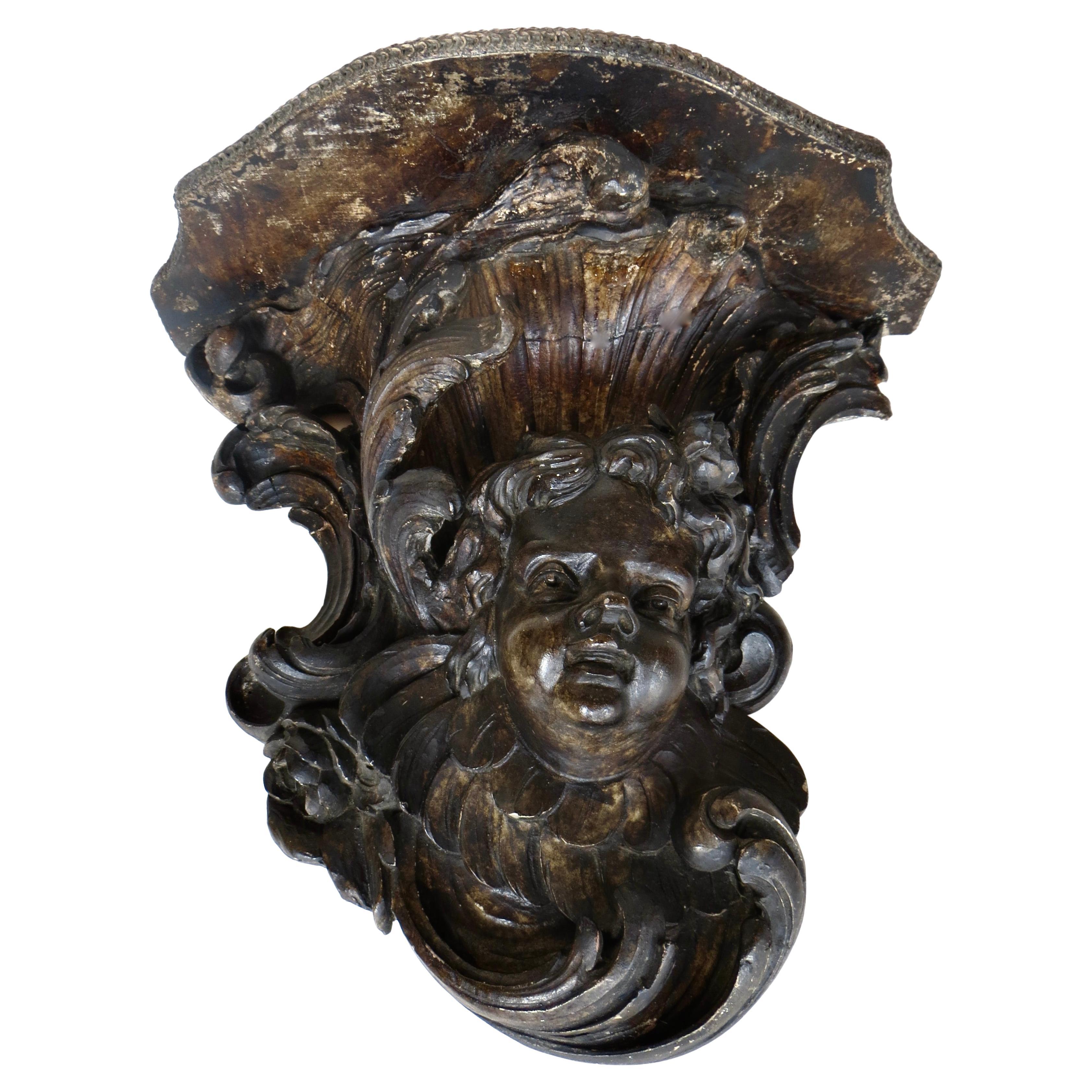 19thC Cherub Themed Prestia Plaster Wall Bracket Probably French Circa 1875