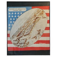 Antique 19thc Chicago Worlds Fair Bandana Dated 1893