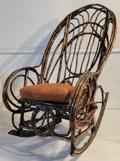 Child & Child's Bentwood Rocker W/Suede Seat Cushion