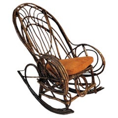 Child & Child's Bentwood Rocker W/Suede Seat Cushion