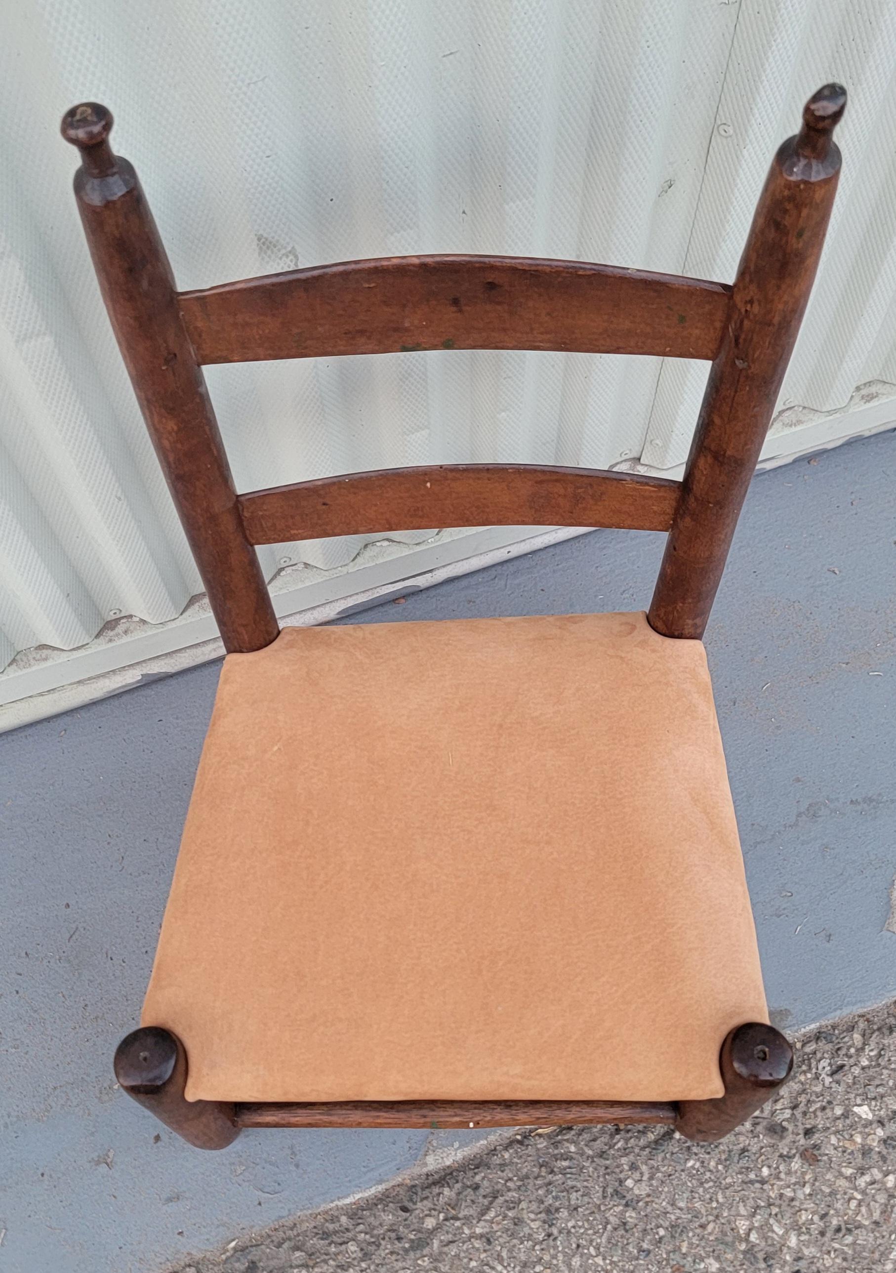 19Thc Early ladder back child's chair with suede seat.This chair is inn very fine condition.