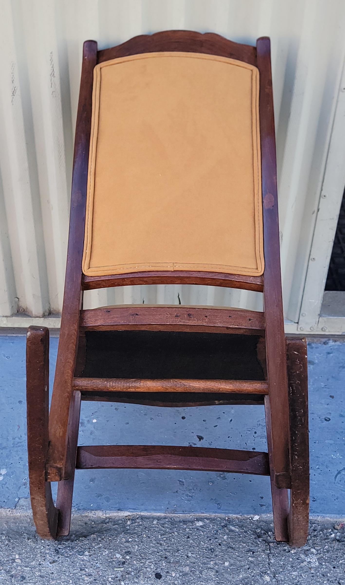 Hand-Crafted 19Thc Child's Walnut Rocker For Sale