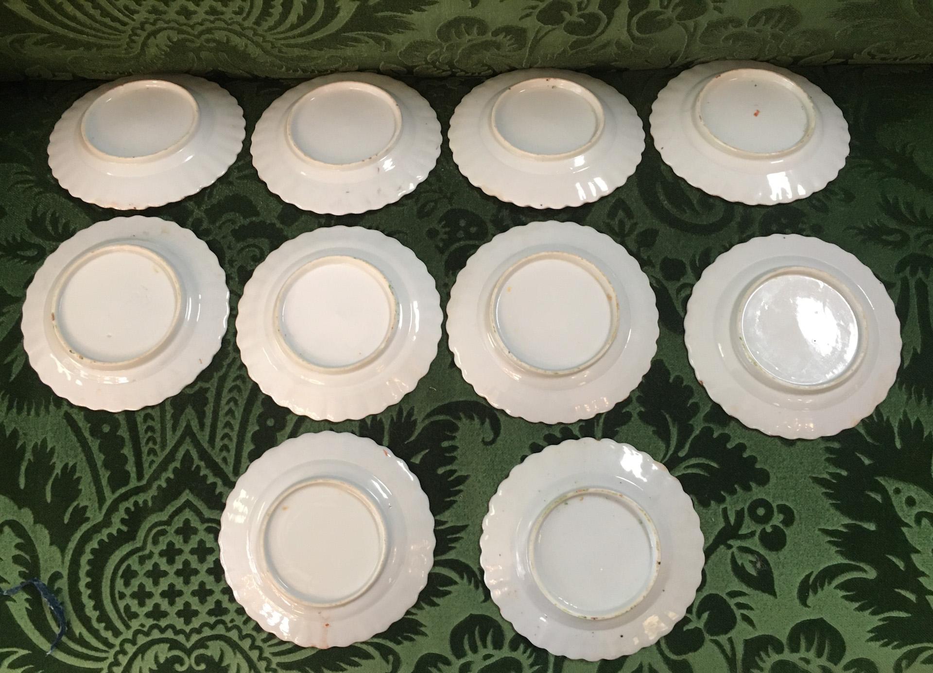 19thc Chinese Export Scalloped Rose Medallion Set of Ten Dessert or Bread Plates 6