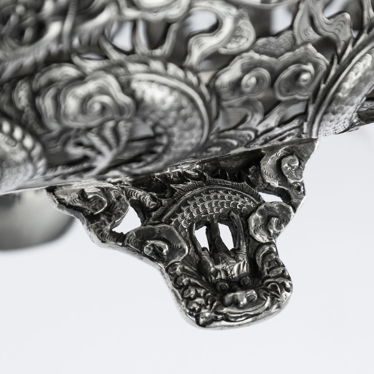 19th Century Chinese Export Solid Silver Dragon Jardinière, Wang Hing circa 1890 7