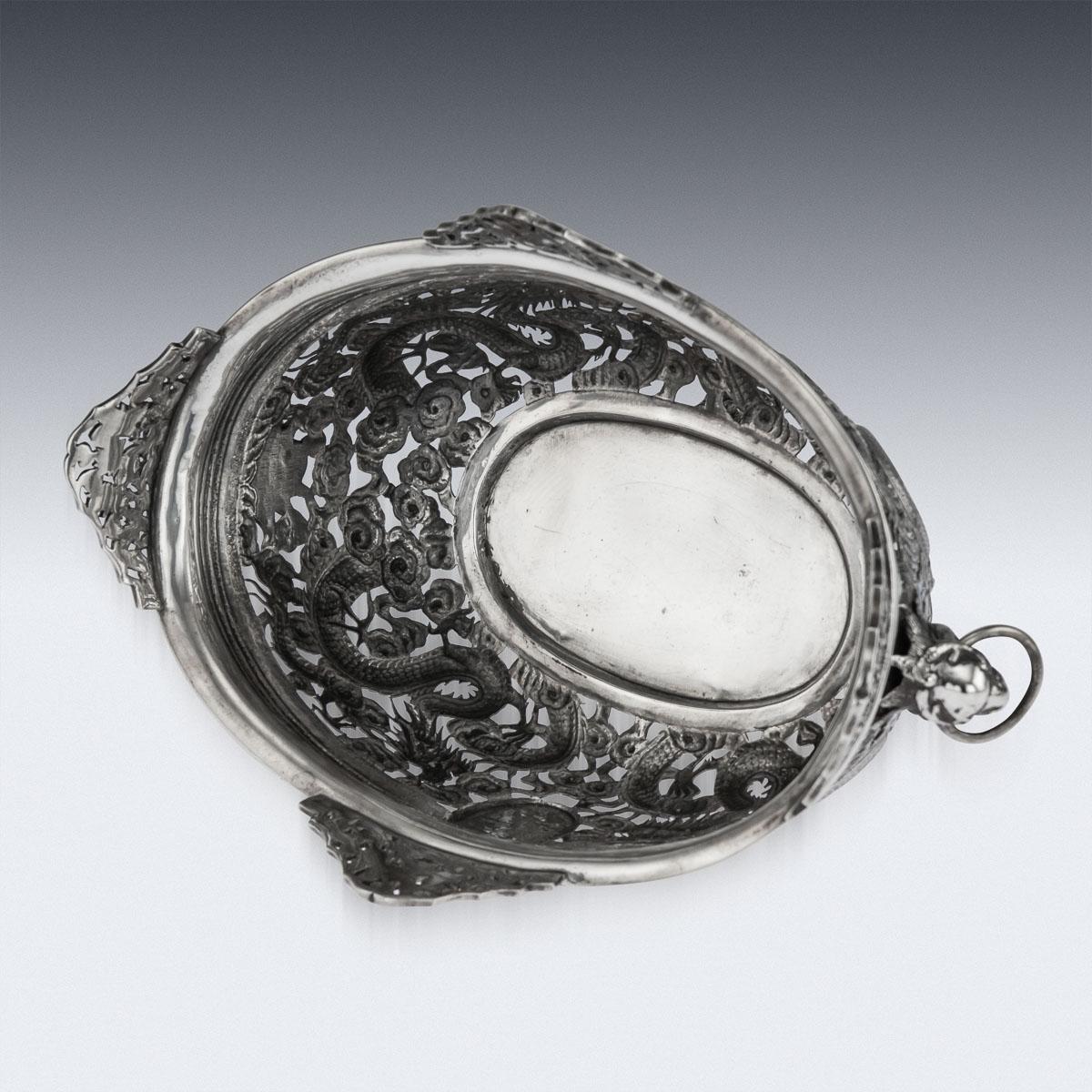 19th Century Chinese Export Solid Silver Dragon Jardinière, Wang Hing circa 1890 3