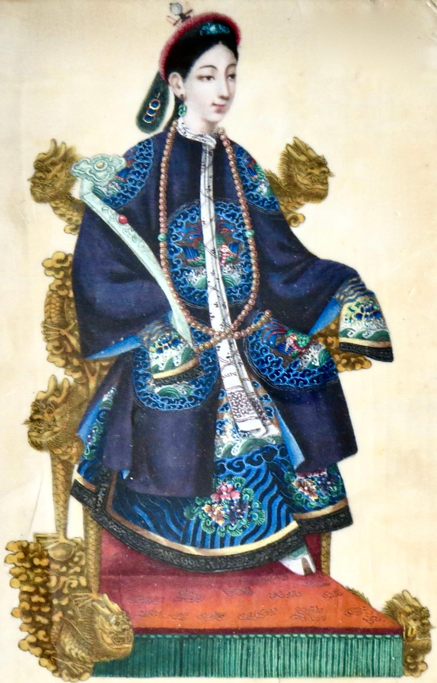 Milieu du XIXe siècle Paire de peintures à la moelle chinoise du XIXe siècle 