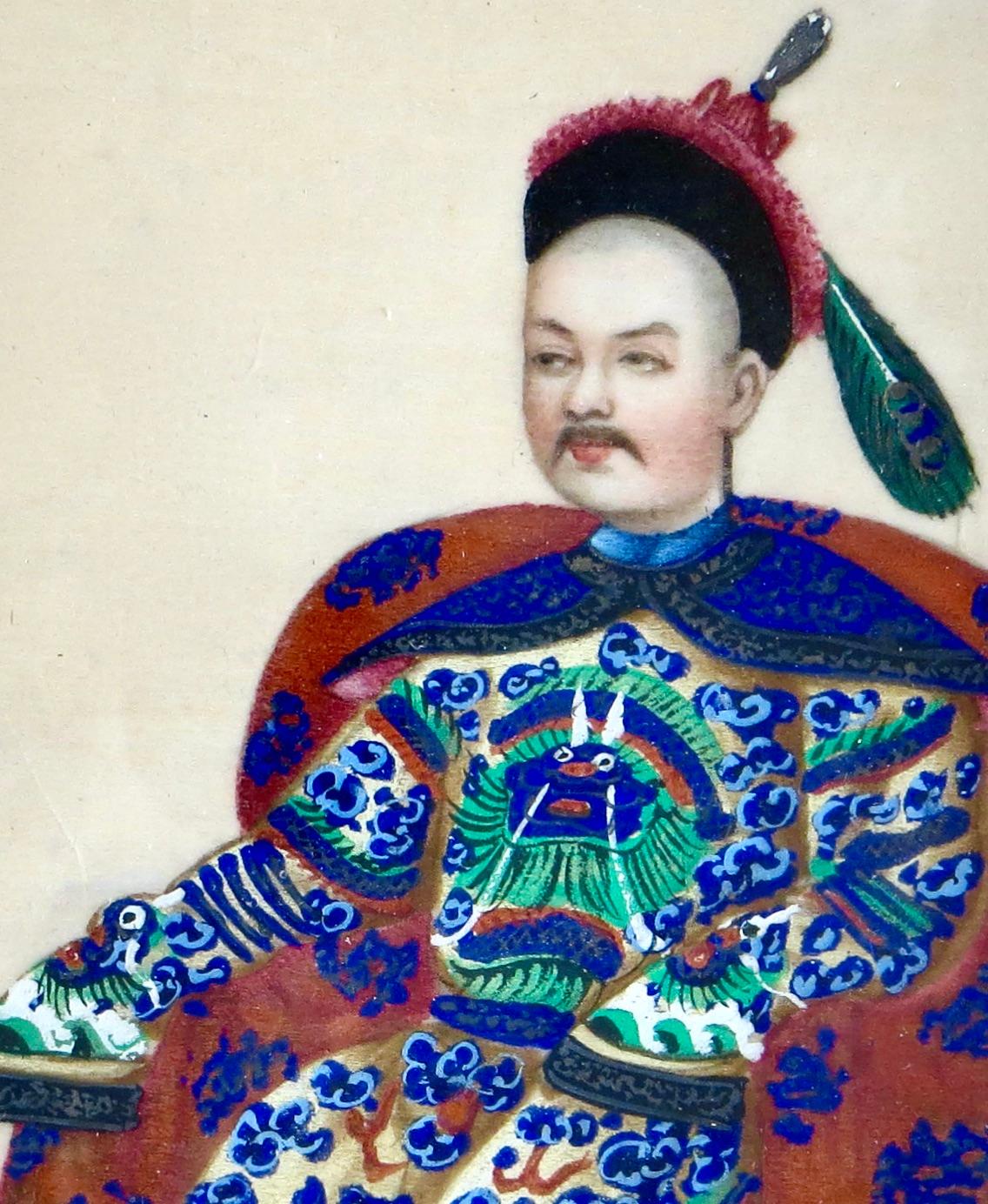 Papier Paire de peintures à la moelle chinoise du XIXe siècle 