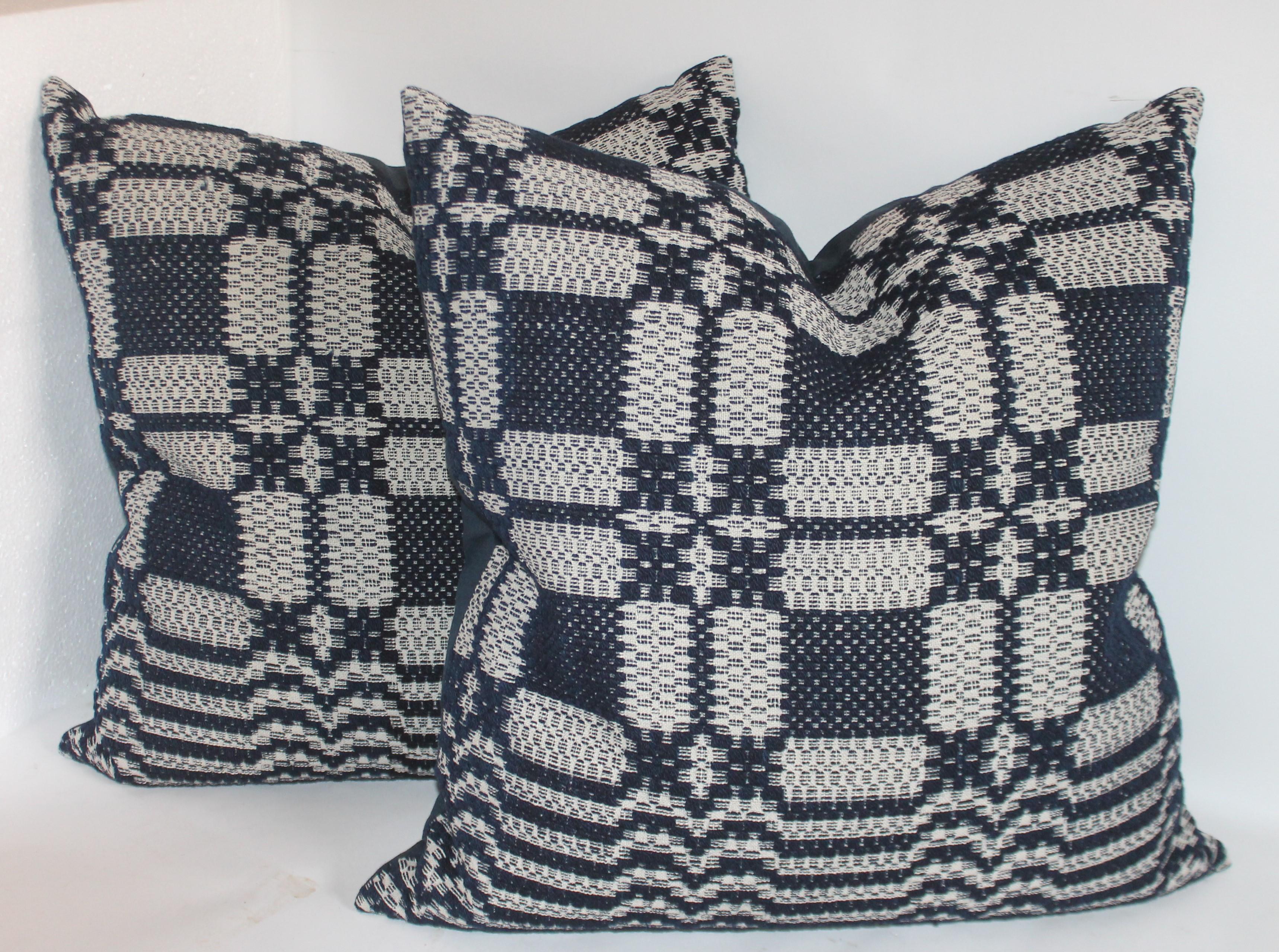 American 19th Century Collection of Indigo Coverlet Pillows, 4 For Sale