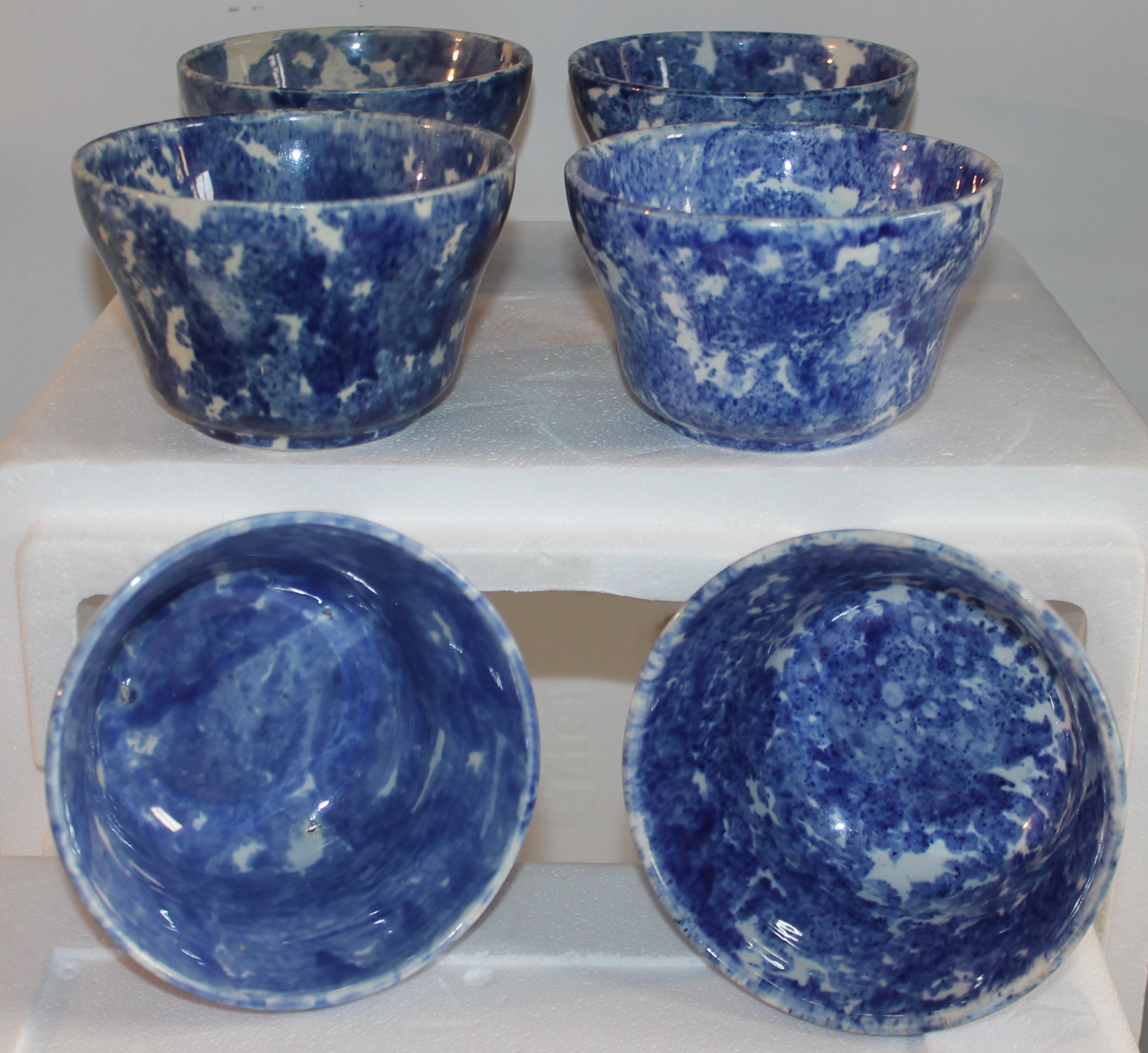 American 19thc Collection of Six Sponge Ware Waste Bowls For Sale