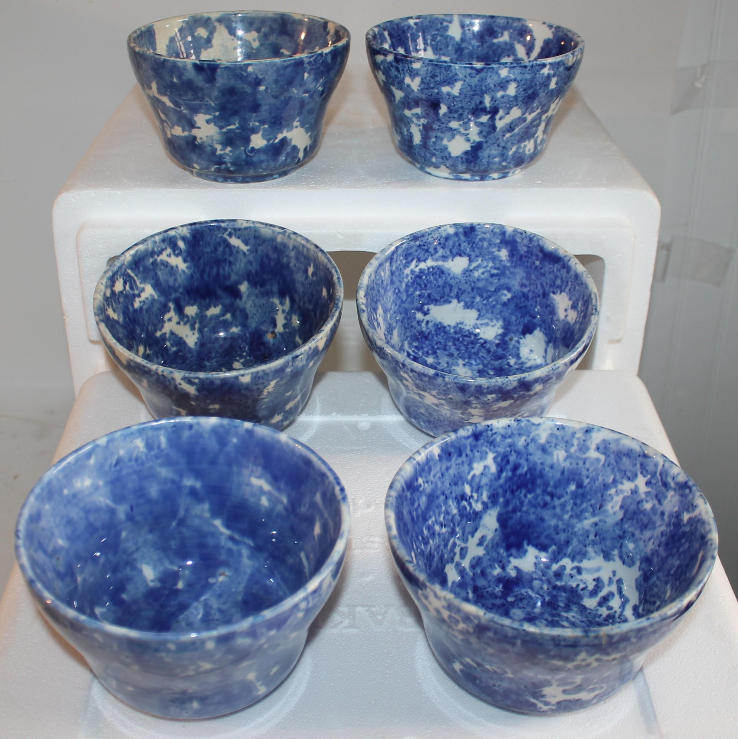 19thc Collection of Six Sponge Ware Waste Bowls In Good Condition For Sale In Los Angeles, CA