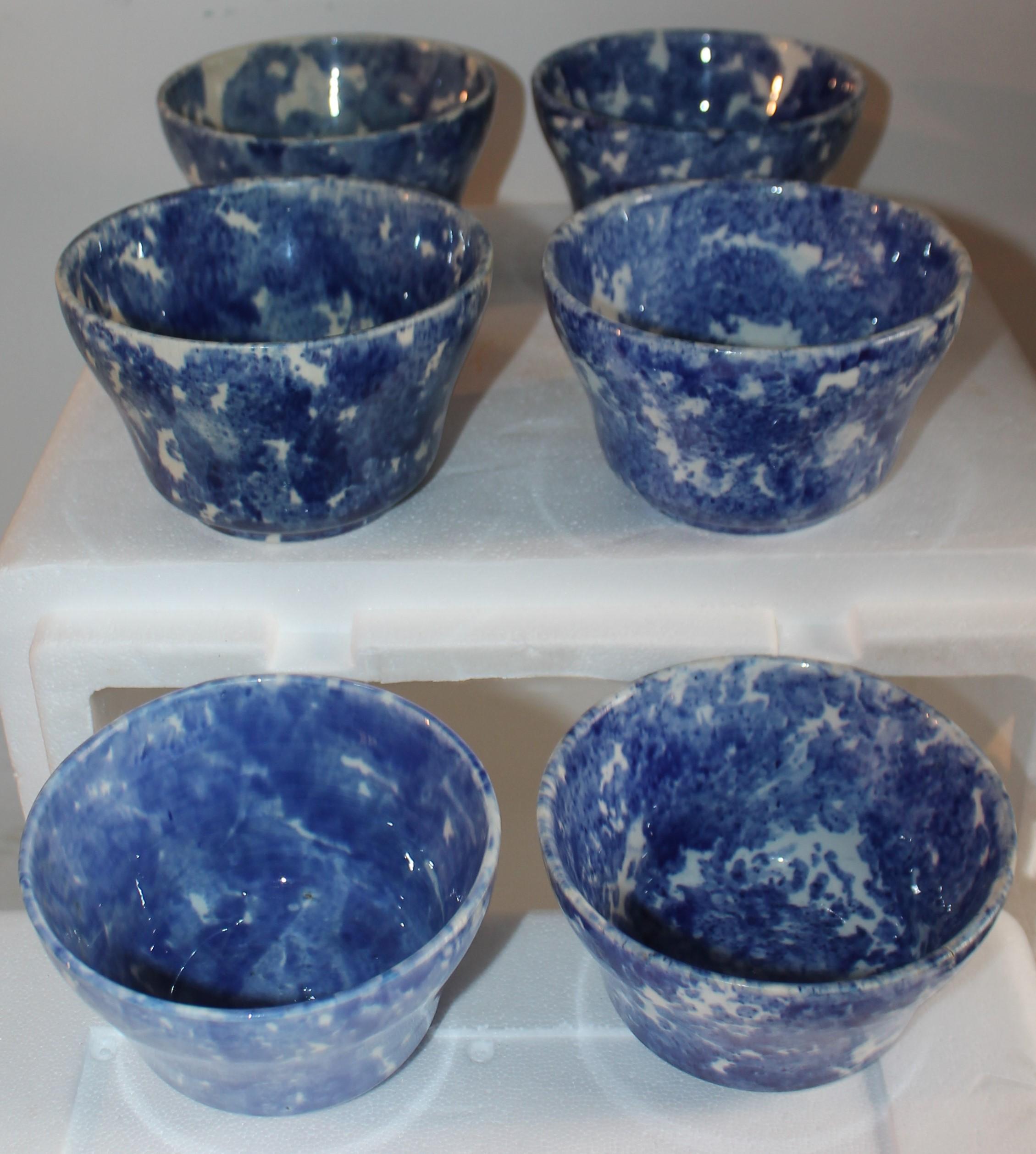 19th Century 19thc Collection of Six Sponge Ware Waste Bowls For Sale