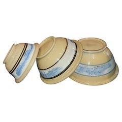 19Thc Collection of Three Mocha Yellow Ware Bowls