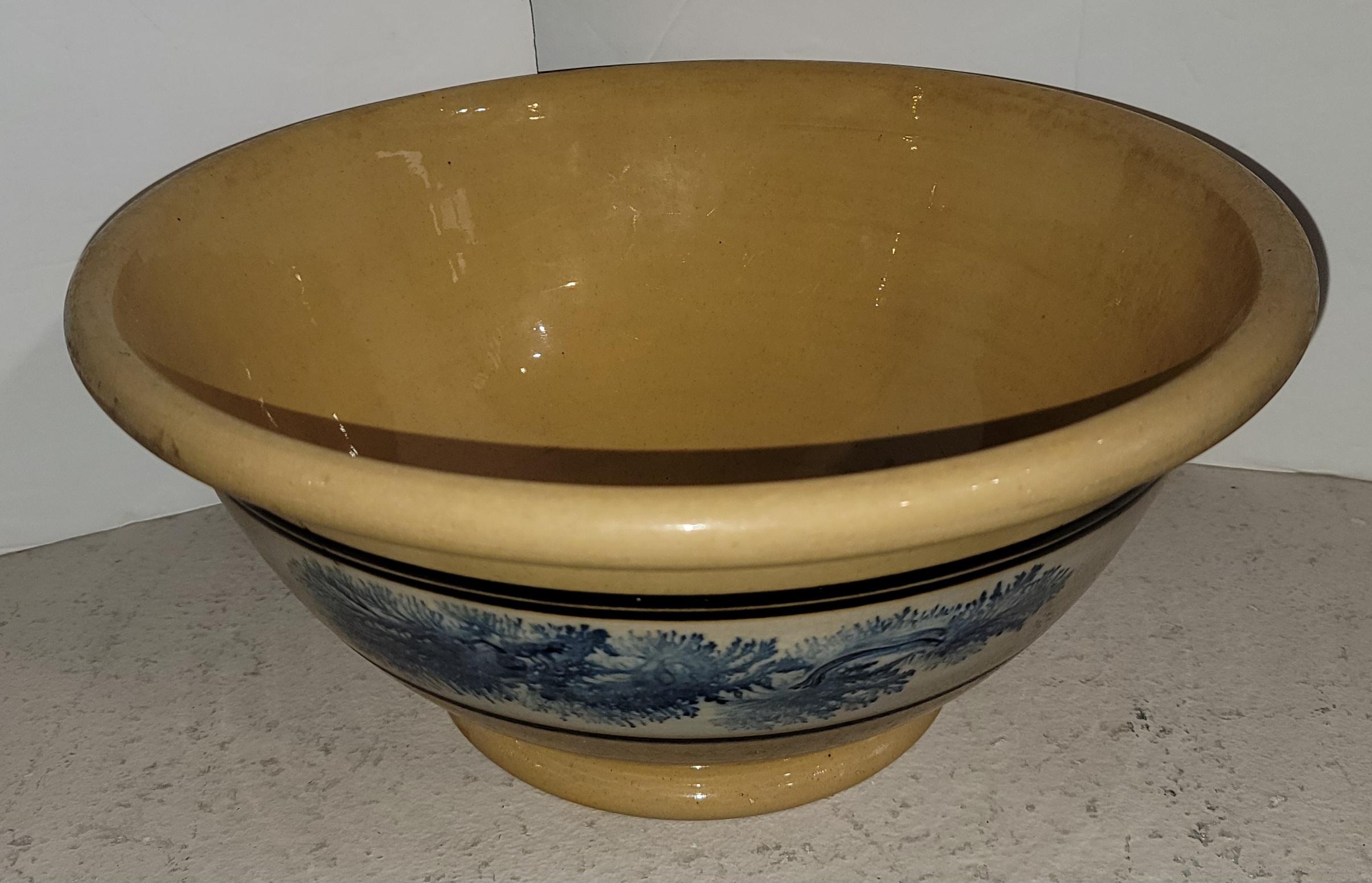 Hand-Crafted 19Thc Collection of Three Mocha Yellow Ware Bowls For Sale