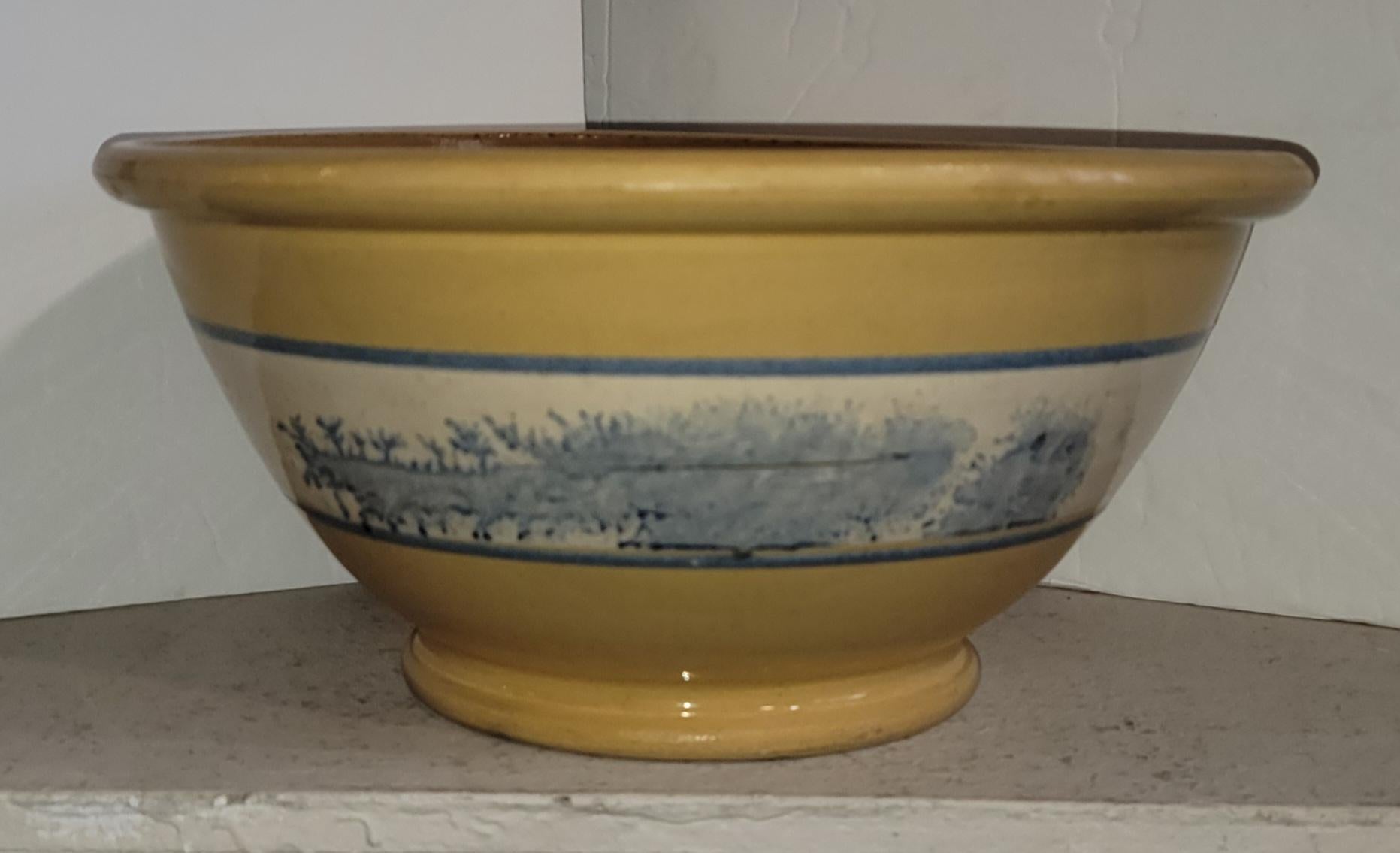 19Thc Collection of Three Mocha Yellow Ware Bowls In Good Condition For Sale In Los Angeles, CA