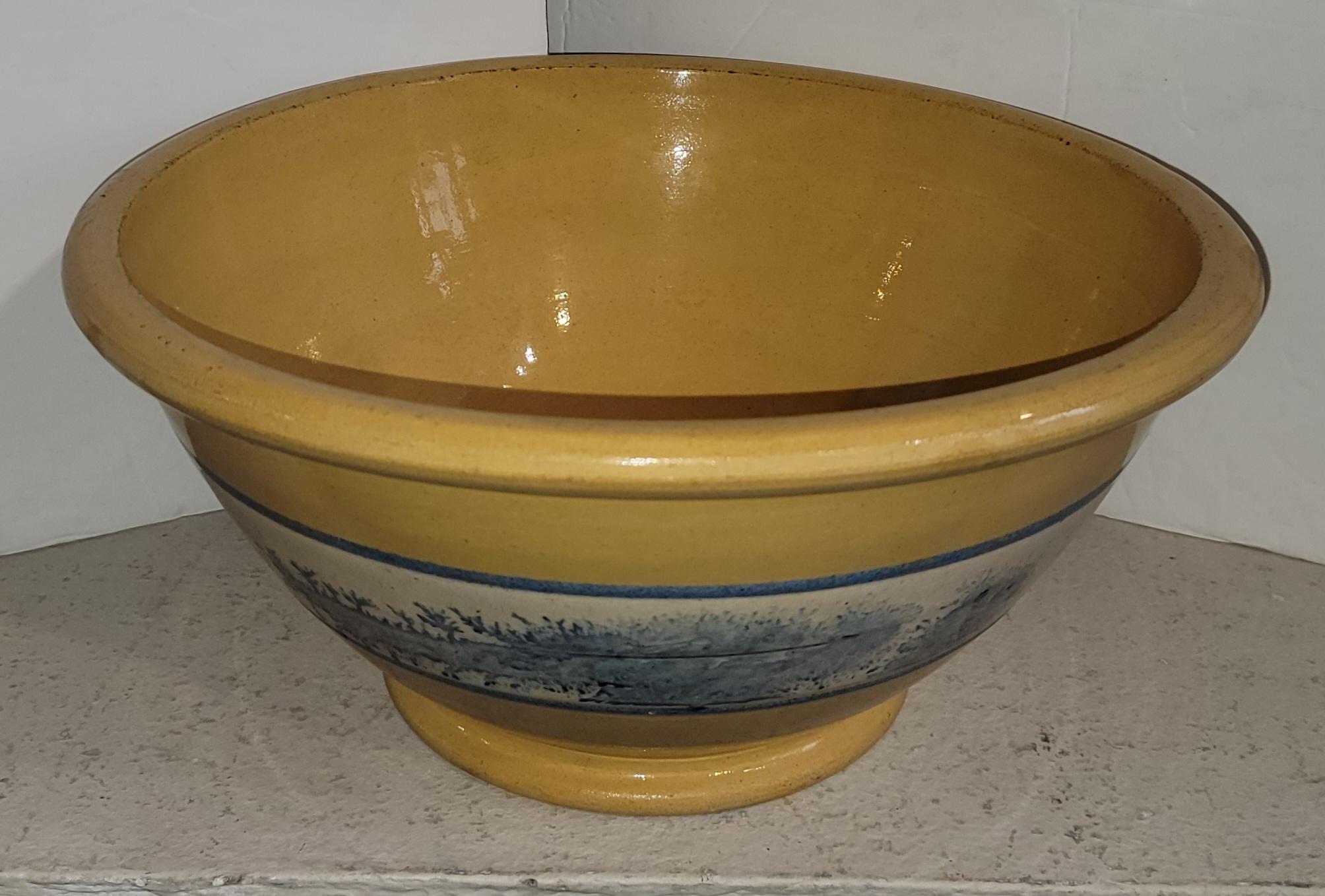 19th Century 19Thc Collection of Three Mocha Yellow Ware Bowls For Sale