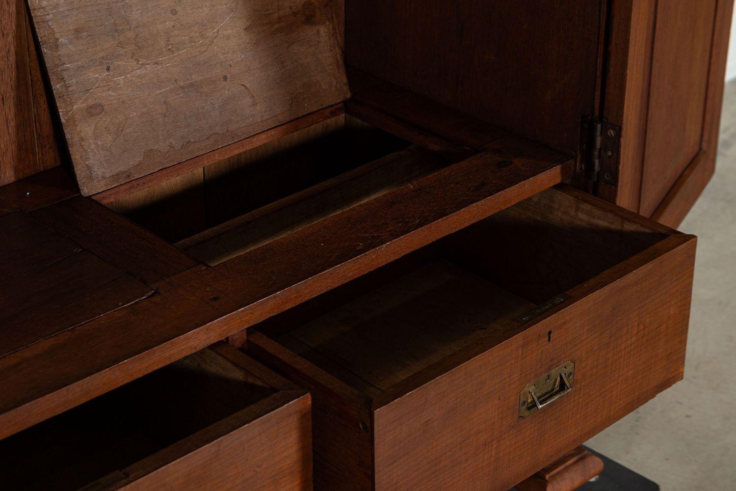 Armoire in teak di Campaigner del XIX secolo in vendita 9