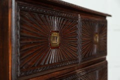 19thC Colonial Carved Campaign Teak Chest / Credenza
