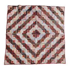 19thc Cotton Log Cabin Quilt