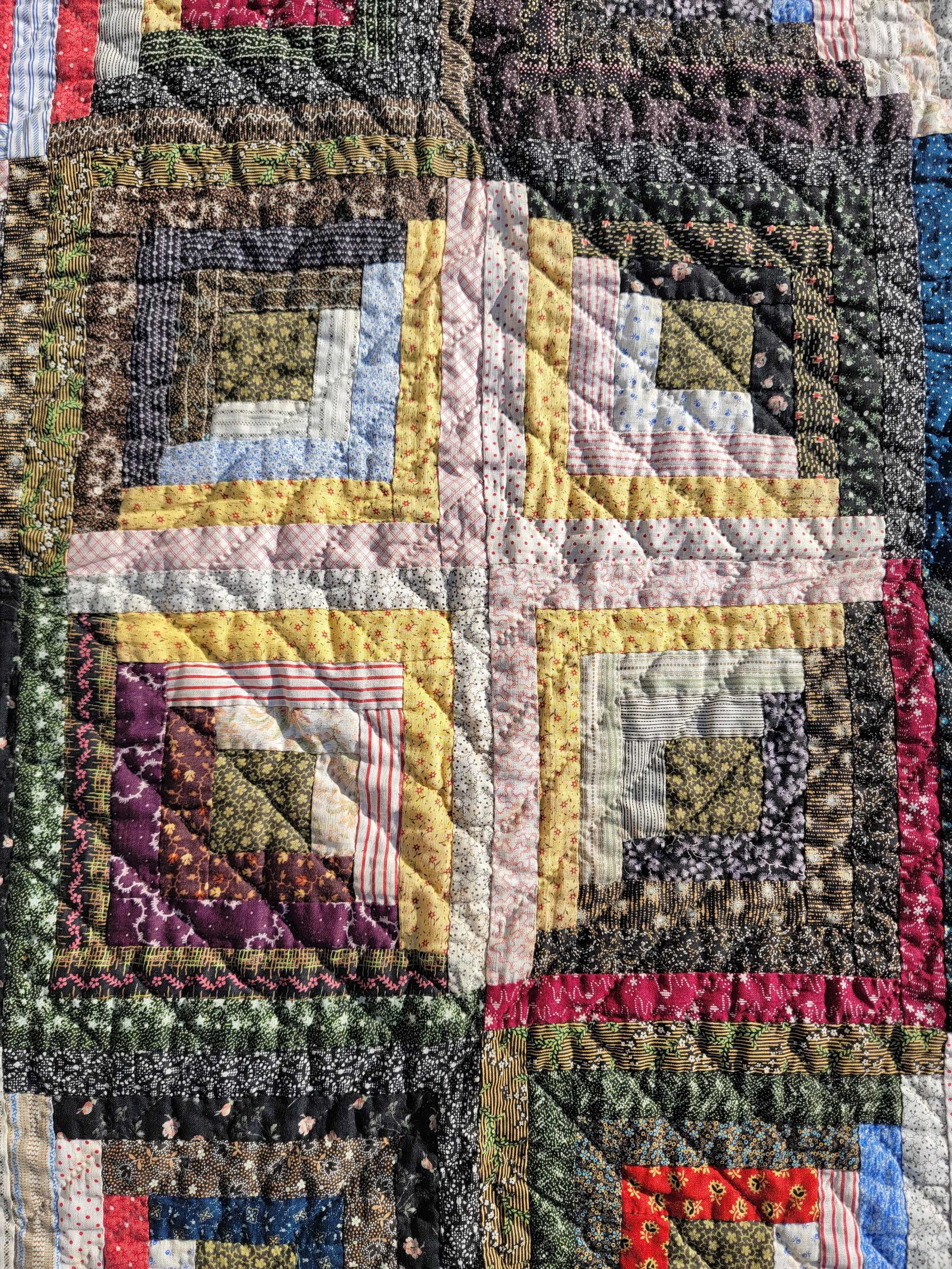 19Thc Cotton Log Cabin Quilt From Pennsylvania 2