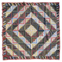 19Thc Cotton Log Cabin Quilt From Pennsylvania