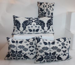 19th Century Coverlet Bird Pillows Collection, Four Pillows