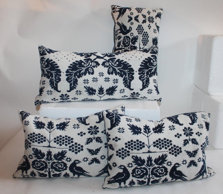 19th Century Coverlet Bird Pillows Collection, Four Pillows For Sale at