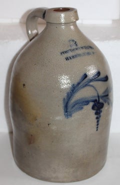 19th Century Cowden & Wilcox 2 Gal Fox Glove Design Stoneware Jug