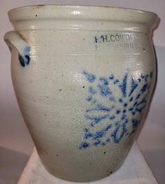 19thc Cowden & Wilcox Decorated Crock