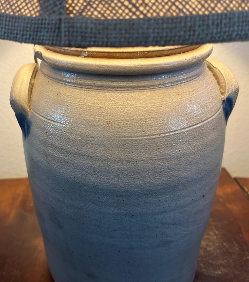 Hand-Crafted 19Thc Cowden & Wilcox Decorated Stoneware Lamp For Sale