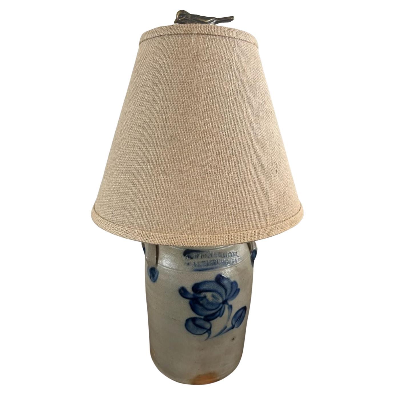 19Thc Cowden & Wilcox Decorated Stoneware Lamp