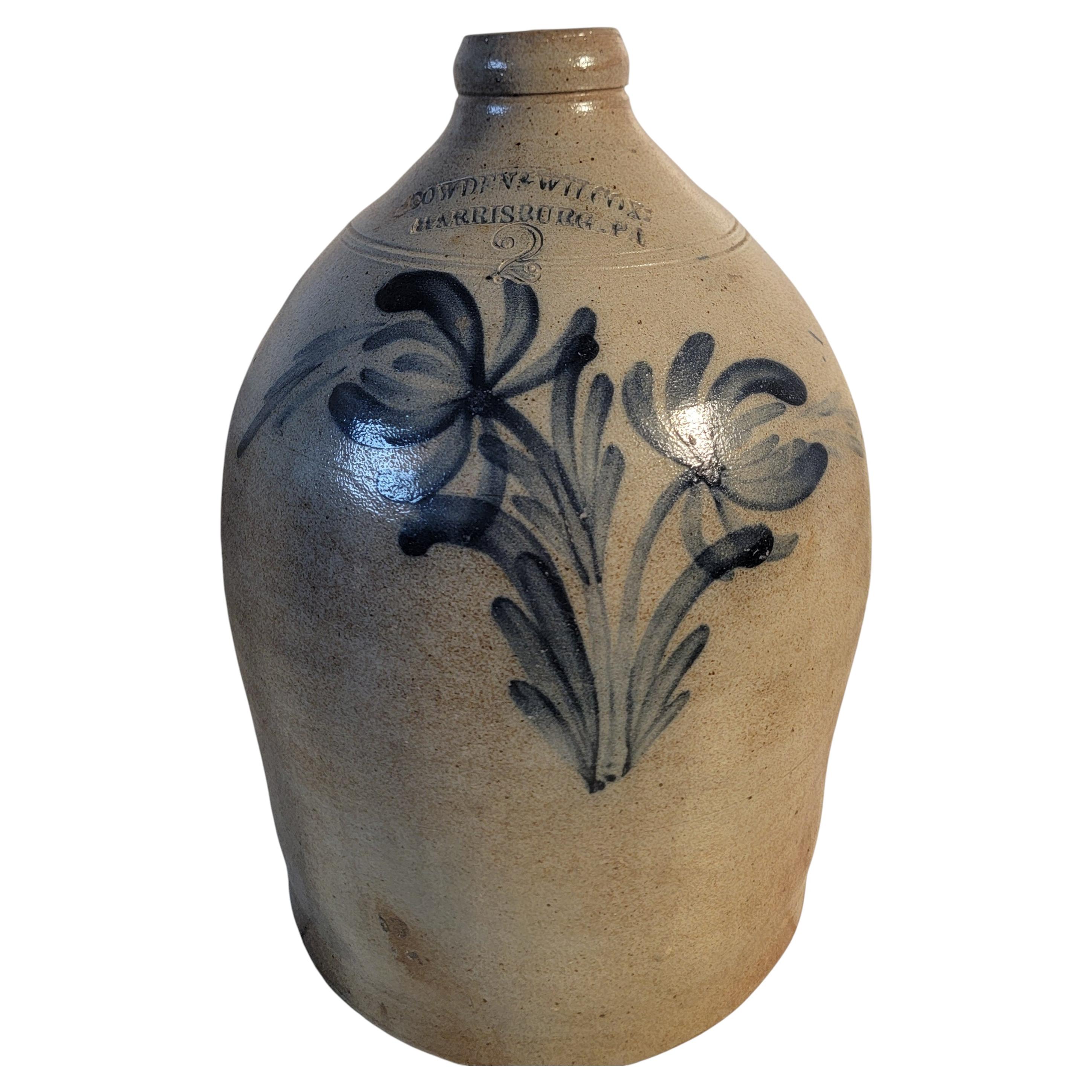 19thc Cowden & Wilcox Floral Decorated Jug For Sale