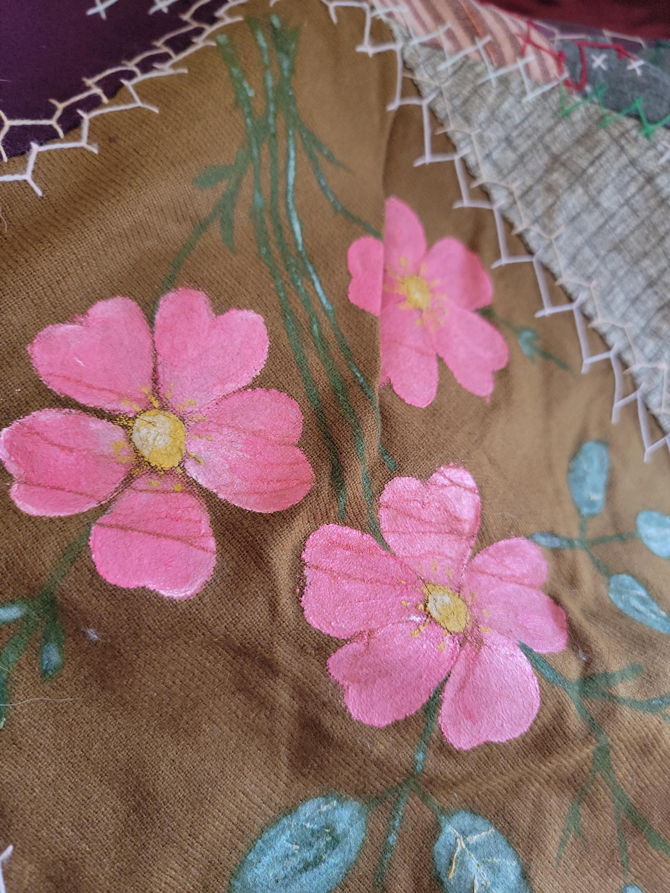 Fait main Crazy Quilt 19èmec Blocs peints à la main ( Daté 1882) en vente