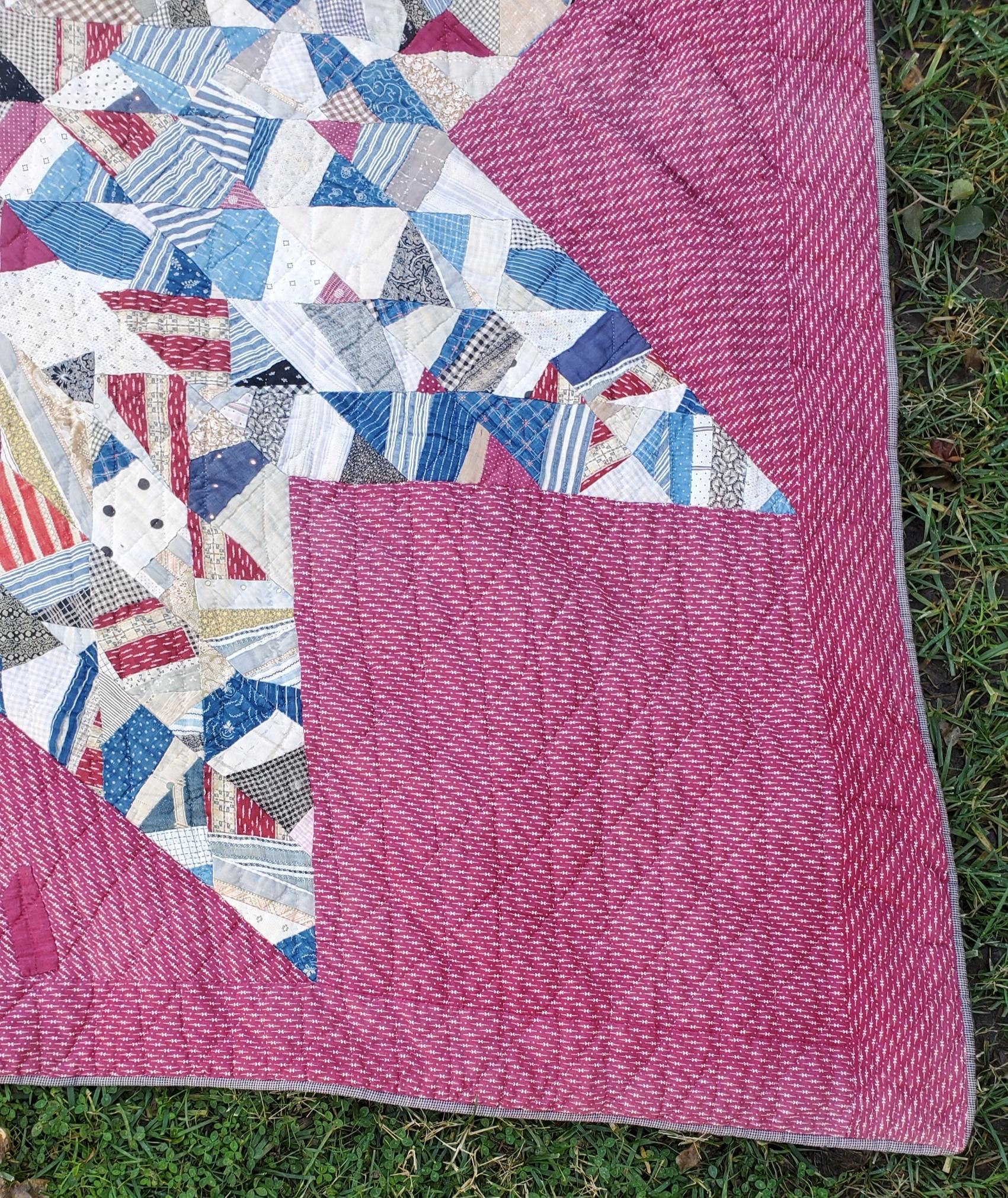 19th Century Crazy Scrap Star Quilt In Good Condition For Sale In Los Angeles, CA