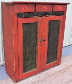 19th Century Cupboard with Original Paint from Vermont