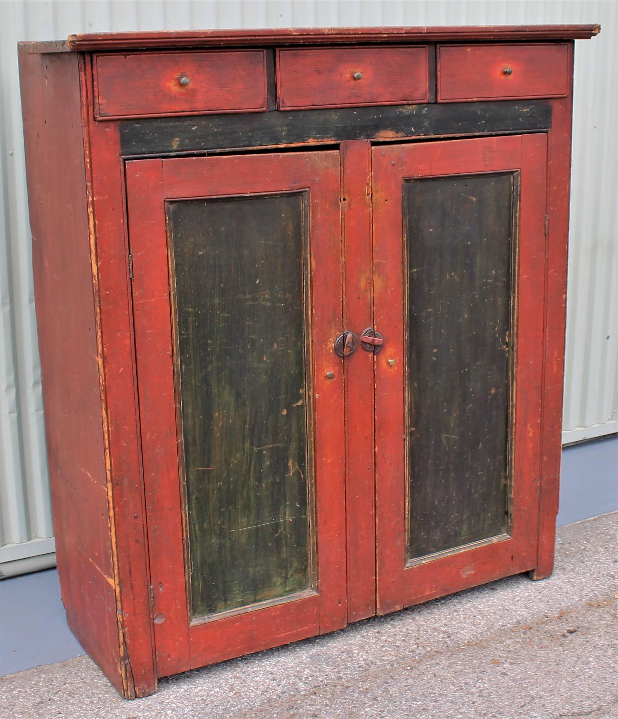 Country 19th Century Cupboard with Original Paint from Vermont