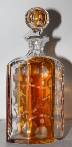 19th Century Cut Glass Bourbon Bottle with Lid