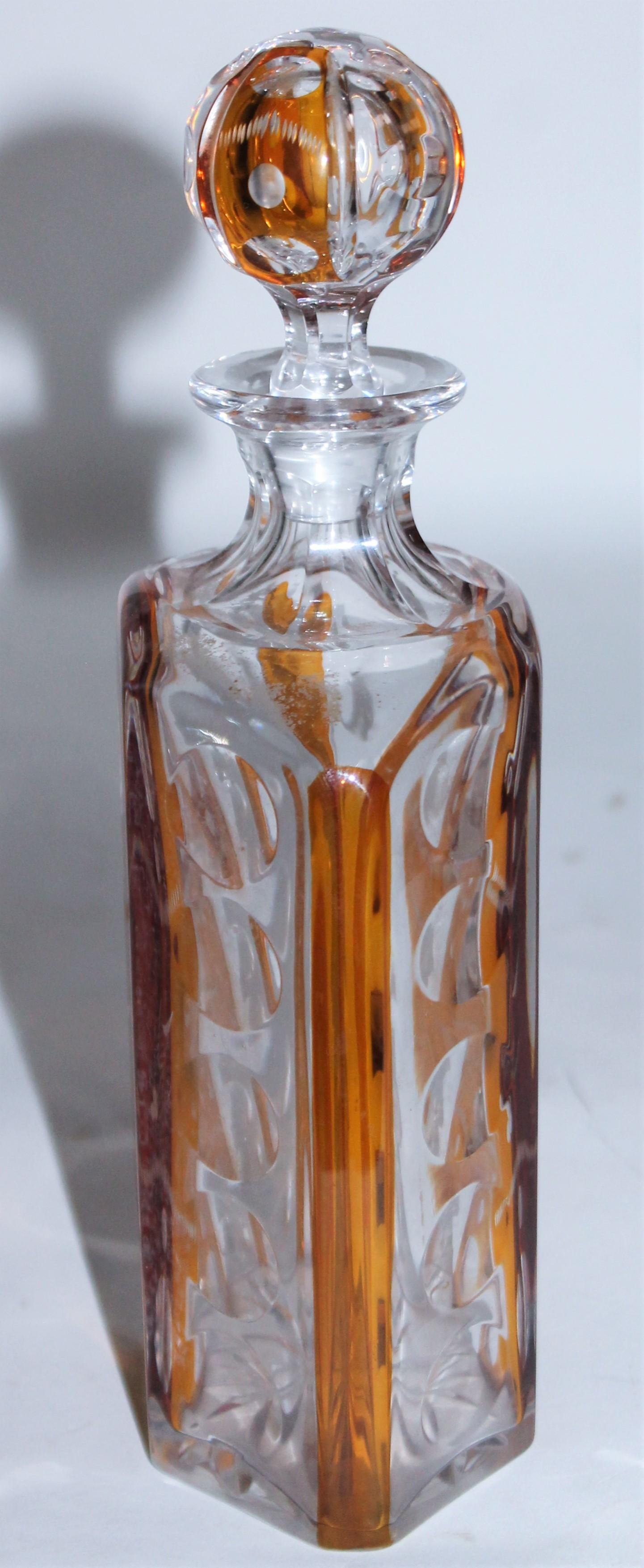 Modern 19th Century Cut Glass Bourbon Bottle with Lid